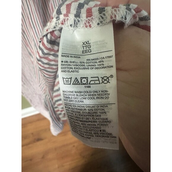 Babydoll Maxi Dress Size XXL Milkmaid Embroidered Red White & Blue Smocked - Picture 11 of 12